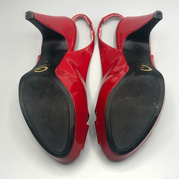 G by Guess Missie Red Leather Heels Size 7M - Picture 10 of 15